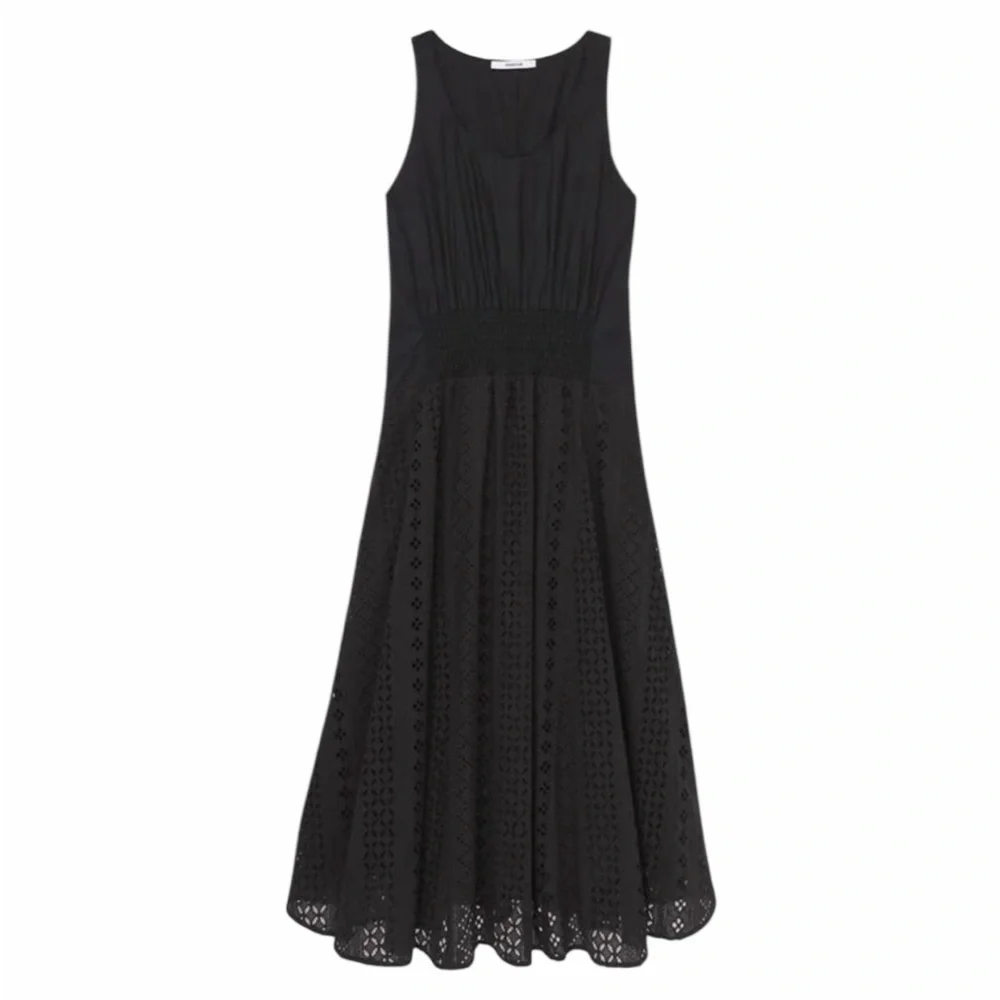 Thakoon Black Cotton‎ Eyelet Trapeze Midi Dress 10